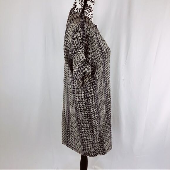 Vince Aztec Silk V-neck Shift Midi Dress - Picture 4 of 9